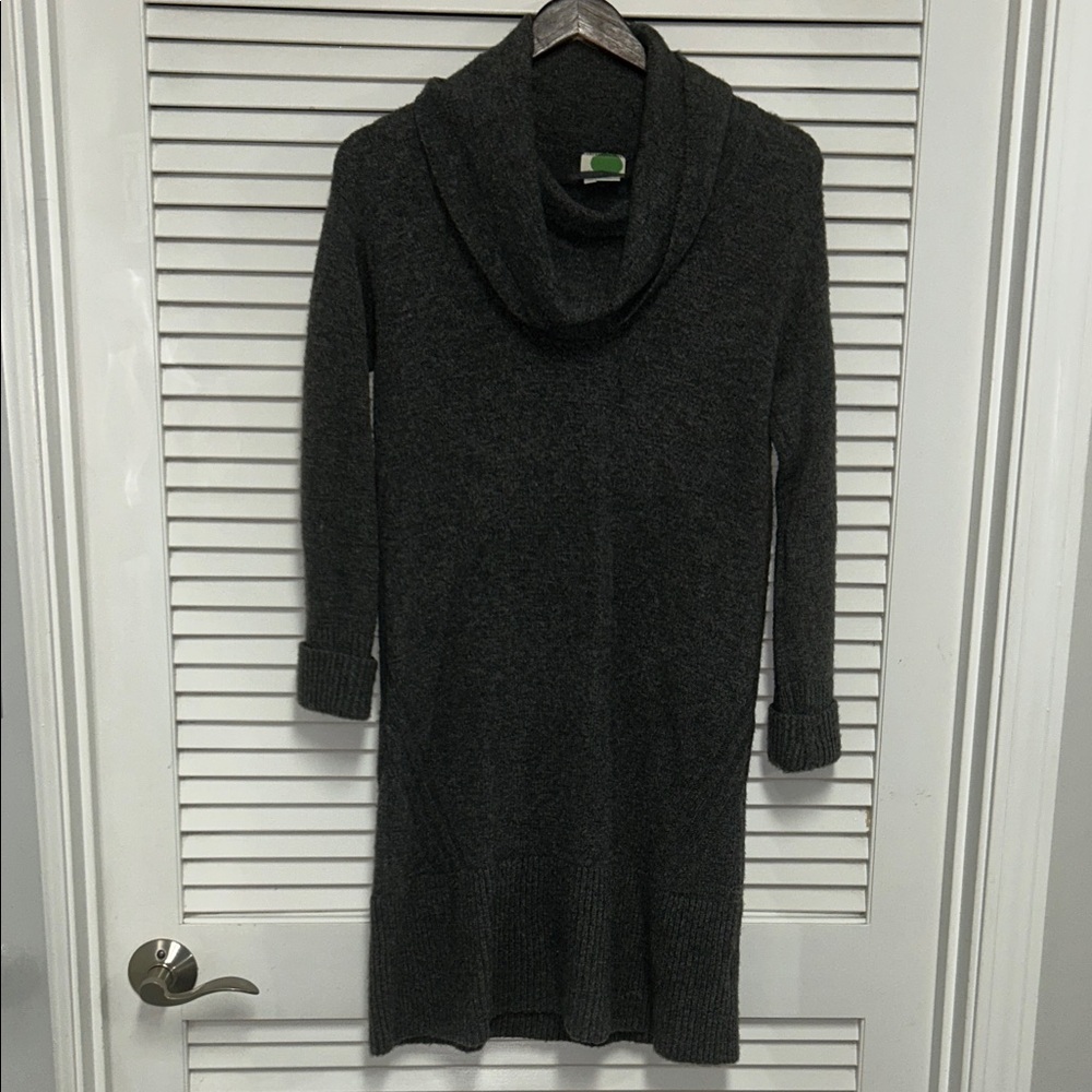 Anthropologie Charcoal Cowl Neck Sweater Dress